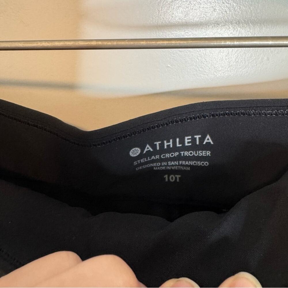 Athleta Stellar Crop Trouser Black Split Hem High Rise Size 10 Tall - Picture 5 of 7